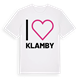 White t-shirt med Jag älskar Klamby t-shirt stort tryck