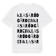 White t-shirt med Klasarödgården ordlek t-shirt