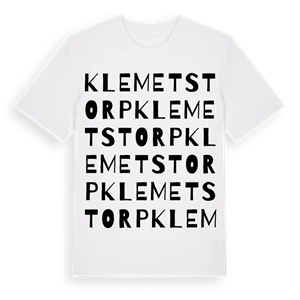 Klemetstorp ordlek t-shirt – ekologisk bomull t-shirt från Pinshirt
