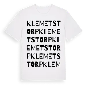 Klemetstorp ordlek t-shirt – ekologisk bomull t-shirt från Pinshirt