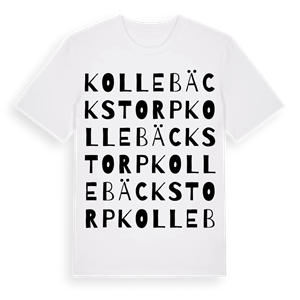 Kollebäckstorp ordlek t-shirt – ekologisk bomull t-shirt från Pinshirt