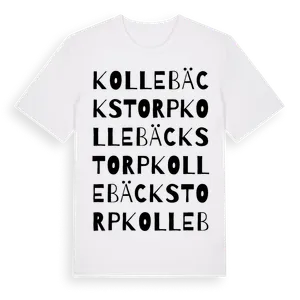 Kollebäckstorp ordlek t-shirt – ekologisk bomull t-shirt från Pinshirt