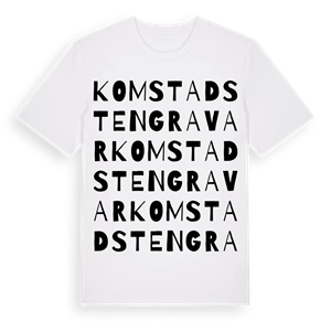 Komstad stengravar ordlek t-shirt – ekologisk bomull t-shirt från Pinshirt