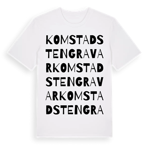 Komstad stengravar ordlek t-shirt – ekologisk bomull t-shirt från Pinshirt