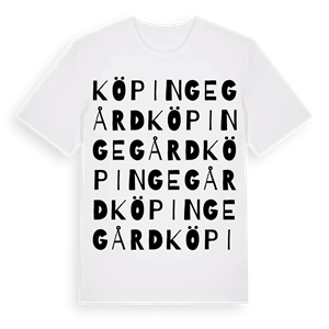 Köpingegård ordlek t-shirt – ekologisk bomull t-shirt från Pinshirt