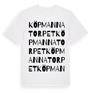 Köpmannatorpet ordlek t-shirt – ekologisk bomull t-shirt från Pinshirt
