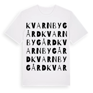 Kvarnbygård ordlek t-shirt – ekologisk bomull t-shirt från Pinshirt