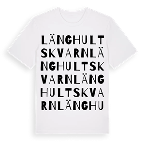 Länghultskvarn ordlek t-shirt – ekologisk bomull t-shirt från Pinshirt