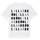 White t-shirt med Lilla Årröd ordlek t-shirt