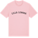 Pink Cotton t-shirt med Lilla Lomma böjd t-shirt