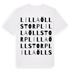 Lilla Öllstorp ordlek t-shirt – ekologisk bomull t-shirt från Pinshirt