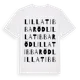 White t-shirt med Lilla Tibbaröd ordlek t-shirt