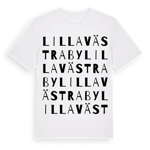 Lilla Västraby ordlek t-shirt – ekologisk bomull t-shirt från Pinshirt