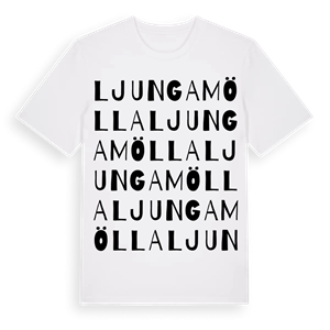 Ljungamölla ordlek t-shirt – ekologisk bomull t-shirt från Pinshirt