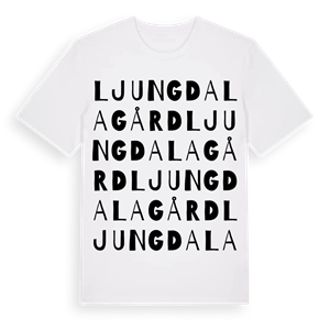 Ljungdala gård ordlek t-shirt – ekologisk bomull t-shirt från Pinshirt