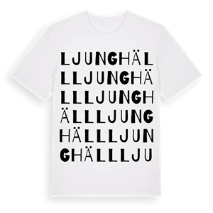 Ljunghäll ordlek t-shirt – ekologisk bomull t-shirt från Pinshirt