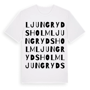 Ljungrydsholm ordlek t-shirt – ekologisk bomull t-shirt från Pinshirt
