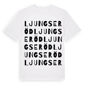 Ljungseröd ordlek t-shirt – ekologisk bomull t-shirt från Pinshirt