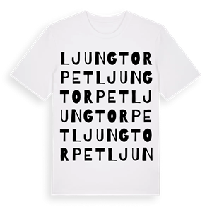 Ljungtorpet ordlek t-shirt – ekologisk bomull t-shirt från Pinshirt