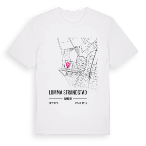 Lomma Strandstad karta t-shirt – ekologisk bomull t-shirt från Pinshirt