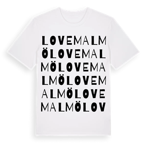 LOVE Malmö ordlek t-shirt – ekologisk bomull t-shirt från Pinshirt