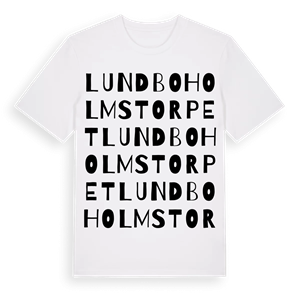 Lundboholmstorpet ordlek t-shirt – ekologisk bomull t-shirt från Pinshirt