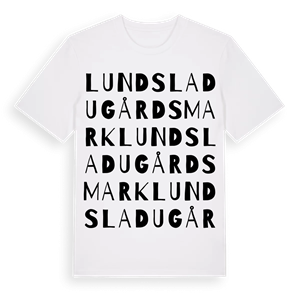 Lunds Ladugårdsmark ordlek t-shirt – ekologisk bomull t-shirt från Pinshirt