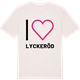 Vintage White t-shirt med Jag älskar Lyckeröd t-shirt stort tryck