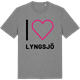 Mid Heather Gray t-shirt med Jag älskar Lyngsjö t-shirt stort tryck