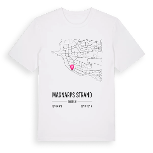 Magnarps strand karta t-shirt – ekologisk bomull t-shirt från Pinshirt