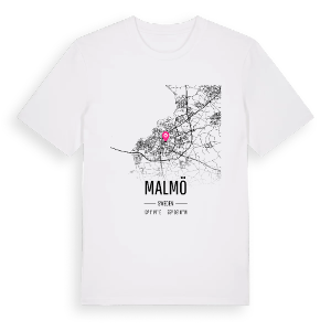 Malmö karta t-shirt – ekologisk bomull t-shirt från Pinshirt