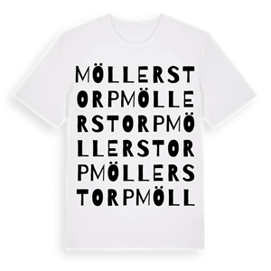 Möllerstorp ordlek t-shirt – ekologisk bomull t-shirt från Pinshirt