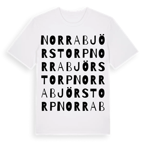Norra Björstorp ordlek t-shirt – ekologisk bomull t-shirt från Pinshirt