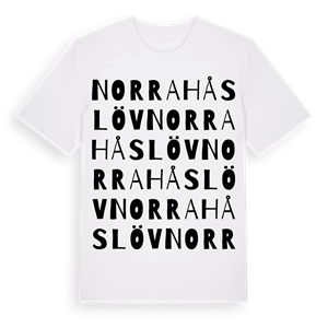 Norra Håslöv ordlek t-shirt – ekologisk bomull t-shirt från Pinshirt