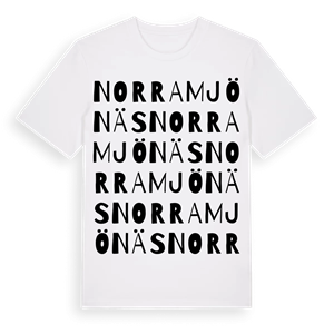 Norra Mjönäs ordlek t-shirt – ekologisk bomull t-shirt från Pinshirt