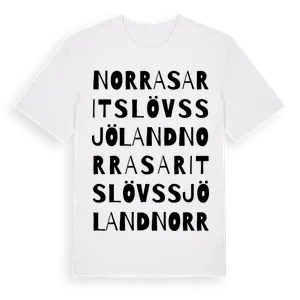 Norra Saritslövs Sjöland ordlek t-shirt – ekologisk bomull t-shirt från Pinshirt