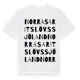 White t-shirt med Norra Saritslövs Sjöland ordlek t-shirt