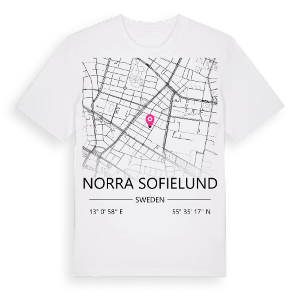 Norra Sofielund karta t-shirt – ekologisk bomull t-shirt från Pinshirt