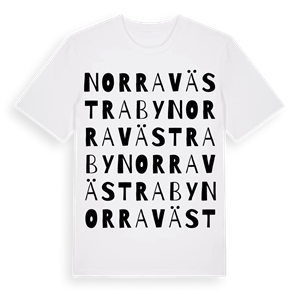 Norra Västraby ordlek t-shirt – ekologisk bomull t-shirt från Pinshirt