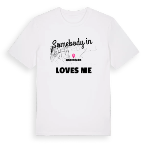 Någon i Norregård älskar mig t-shirt – ekologisk bomull t-shirt från Pinshirt