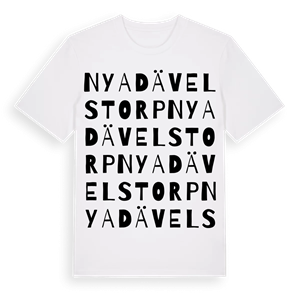 Nya Dävelstorp ordlek t-shirt – ekologisk bomull t-shirt från Pinshirt