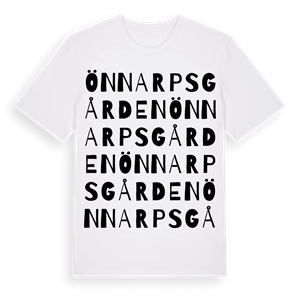 Önnarpsgården ordlek t-shirt – ekologisk bomull t-shirt från Pinshirt