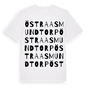 Östra Asmundtorp ordlek t-shirt – ekologisk bomull t-shirt från Pinshirt