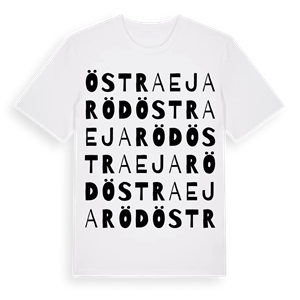 Östra Ejaröd ordlek t-shirt – ekologisk bomull t-shirt från Pinshirt
