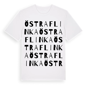 Östra Flinka ordlek t-shirt – ekologisk bomull t-shirt från Pinshirt