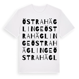 Östra Häglinge ordlek t-shirt – ekologisk bomull t-shirt från Pinshirt