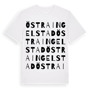 Östra Ingelstad ordlek t-shirt – ekologisk bomull t-shirt från Pinshirt