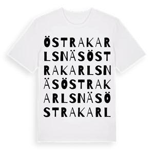 Östra Karlsnäs ordlek t-shirt – ekologisk bomull t-shirt från Pinshirt
