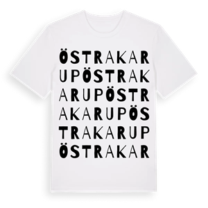 Östra Karup ordlek t-shirt – ekologisk bomull t-shirt från Pinshirt