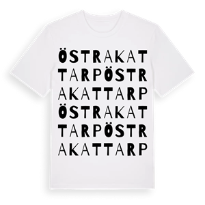 Östra Kattarp ordlek t-shirt – ekologisk bomull t-shirt från Pinshirt